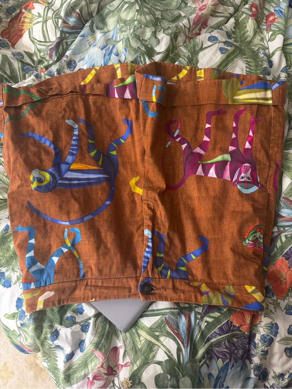 Women's Orange monkey Patterned Shorts